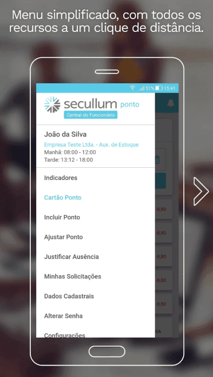 Secullum Ponto RH Basic — aplicativo Central do Funcionário — imagem 1