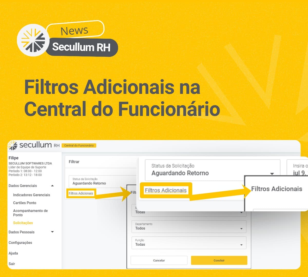 Secullum RH ganha novos filtros na Central do Funcionário para agilizar a gestão